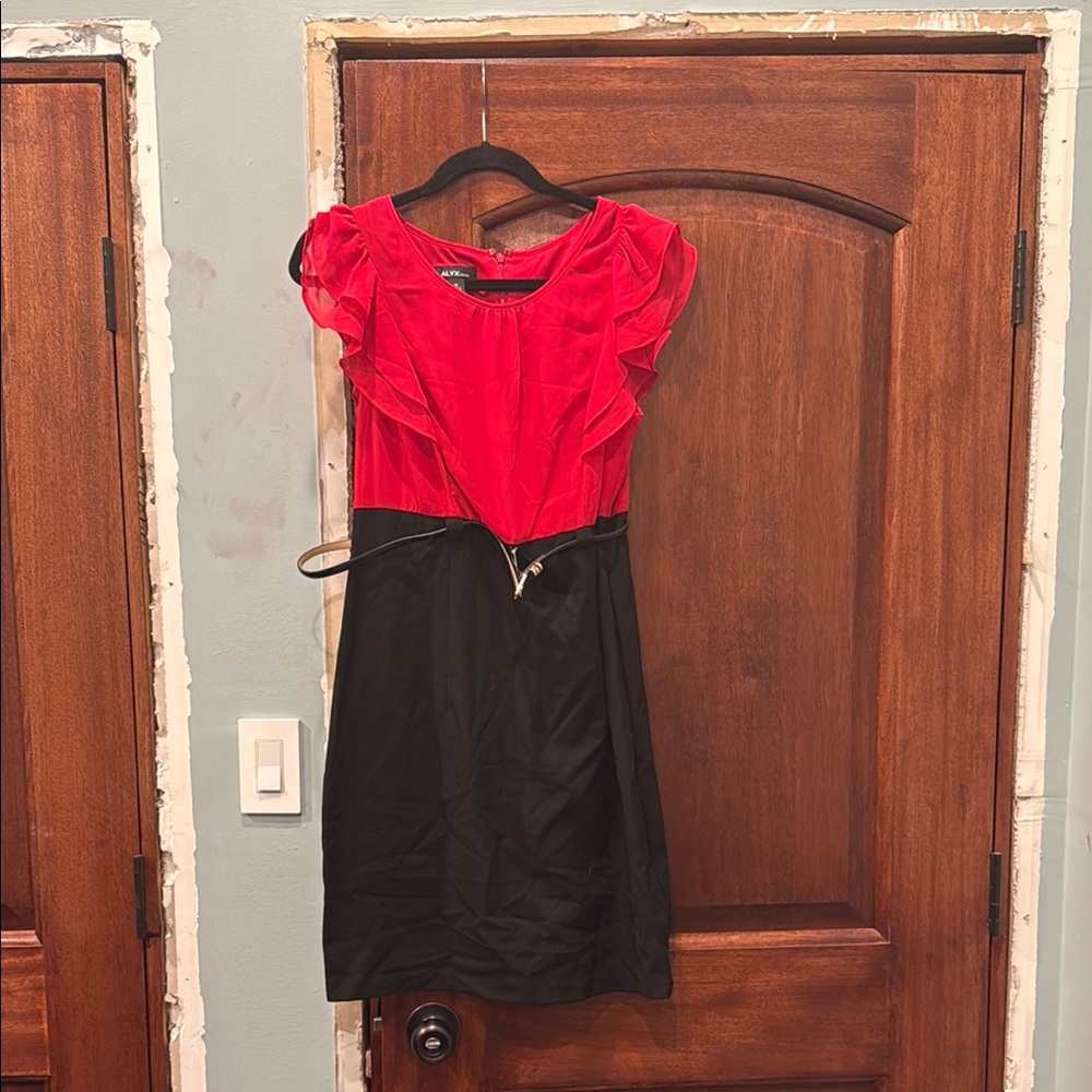 Red and Black Ruffled Dress